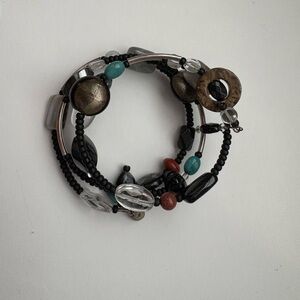 Silpada Black stretch wrap bracelet with onyx and agate